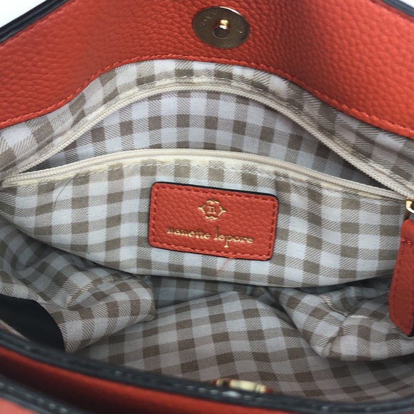 Nanette Lepore Flora Crossbody Leather Vegan Bag-Orange - Picture 5 of 8